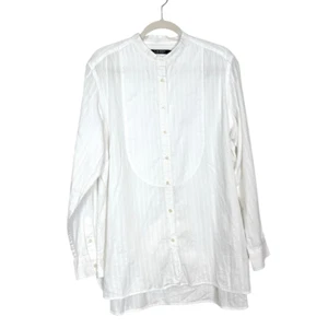 Camicia bavaglino Lauren Ralph Lauren donna XL bianco cotone righe tunica manica lunga top - Foto 1 di 13