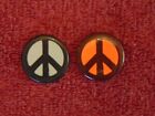 LOT OF 2 ORIGINAL VINTAGE PEACE SIGN 1" PIN-BACK BUTTONS