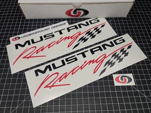 Calcomanías de guión Mustang Racing (paquete de 2) pegatinas para ventana de guardabarros para Ford Mustang GT - Imagen 1 de 9