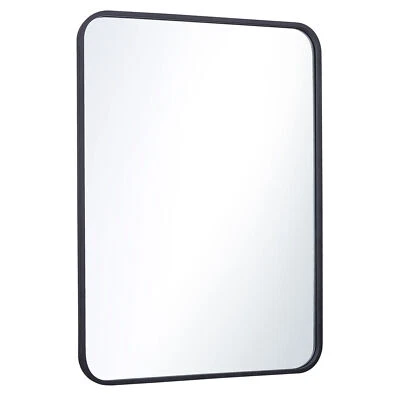 30in Black Metal Frame Wall Mirror for Bathroom Rectangular Vanity Mirror Decor - Image 1 of 4
