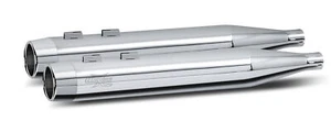 RC Components RCX Blitz Exhaust 4" Slip On Mufflers with Chrome Tips Harley FL - Picture 1 of 2