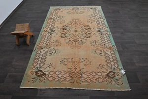 Oushak Turkish Vintage Rug 5x8 Kilim Rug Anatolian Handmade Boho Decor ORANGE - Picture 1 of 10