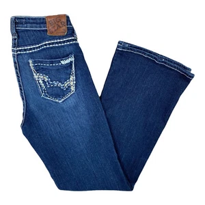 Big Star Maddie Jeans Womens 28S Bootcut Medium Wash Low Rise Embroidered Denim - Picture 1 of 11