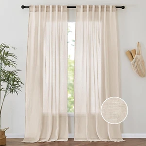 Window Sheer Curtains - Long Window Voile Drapes Light Filter for Living Room Ho - Picture 1 of 7