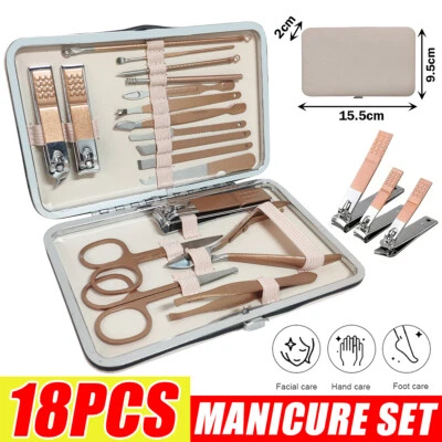 18pcs Manicure Pedicure Set Nail Care Kit Clipper Nippers Grooming Kit Men Women