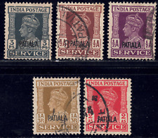 1940-45 India-Convention States - Patiala-SC# 063-070-George VI-5 Different-Used