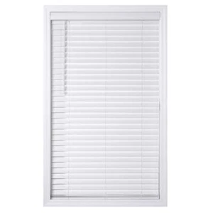 2" Cordless Faux Wood Horizontal Blinds, White, 23" W X - Picture 1 of 12