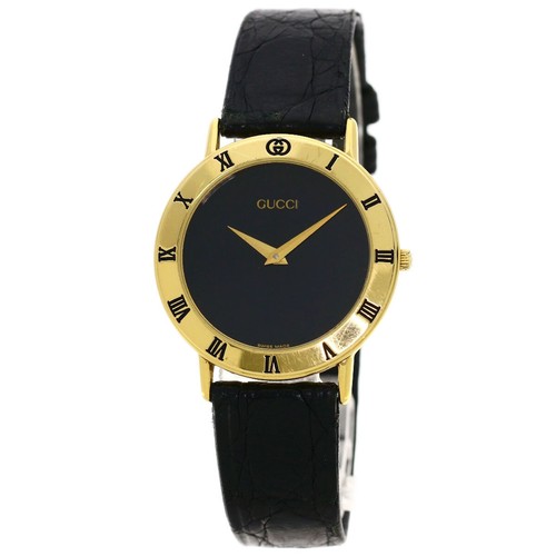 GUCCI Orologi Quadrante Tondo 3000 2M Placcato Oro Pelle Uomo