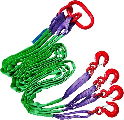 SENKEYFE Four Leg Bridle Web Sling 7ft 6600lbs Lifting Slings with G80 Grab Hooks