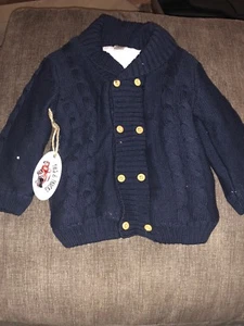 New Girl Boy Toddler 5T Winter Sweater Button Navy Blue Warm Soft Unisex Plush - Picture 1 of 10