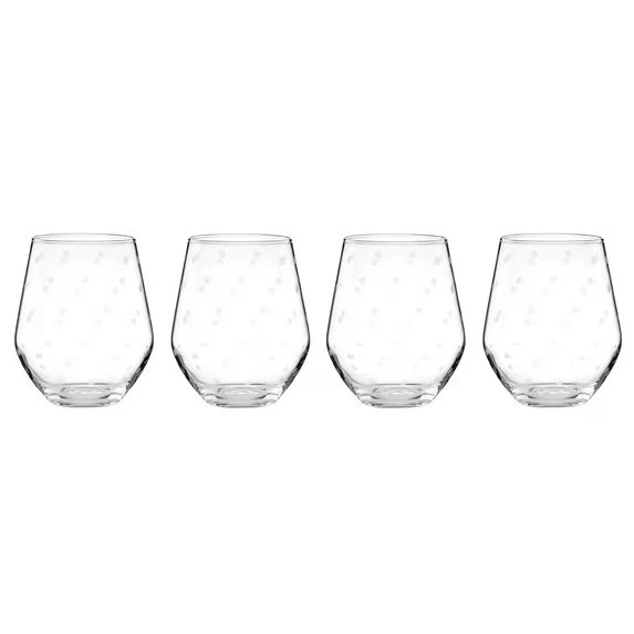 Novo na caixa Kate Spade/Lenox LARABEE DOT conjunto de 4 copos de cristal de vinho sem haste 16 oz novo na caixa - Imagem 1 de 1