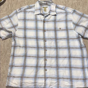 Large Men's Linen Button up shirt cruise vacation everyday Islander - Picture 1 of 4