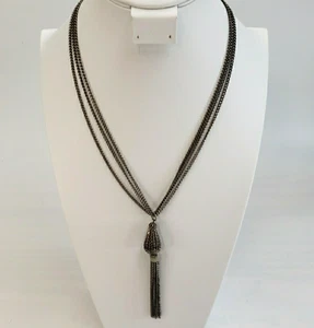 Vintage Silver Tone Multi Strand Tassel Necklace  (R6-17) - Picture 1 of 6
