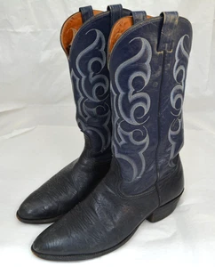 Mens NOCONA Black Blue Two Tone Leather Cowboy Western Boots Size 10.5 D - Picture 1 of 12
