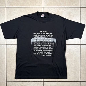 Vintage Vietnam War Veterans Wall K.R. Monroe Quote Jerzees USA Black 50/50 90s - Picture 1 of 8