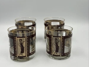 (4) Vintage Roaring 20's Whisky Gläser Rocks MCM Filmrolle Filmstars - Bild 1 von 7