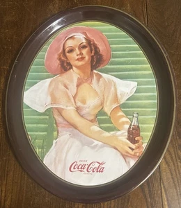 ViTG Rare 1977 Reproduction of 1938 Coca Cola Calendar Girl Advertisement Tray - Picture 1 of 16