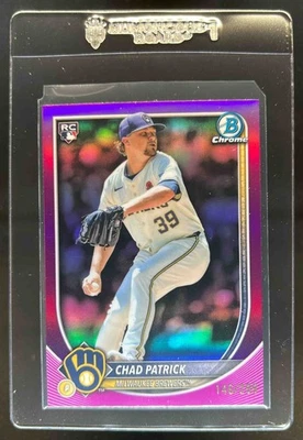 2025 Bowman Chrome Chad Patrick RC Fuchsia Refractor Rookie #146/299 Brewers - Image 1 of 2