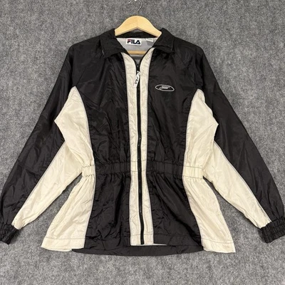 Vintage FILA Jacket Womens M Black White Full Zip Windbreaker Retro Y2K - Image 1 of 4
