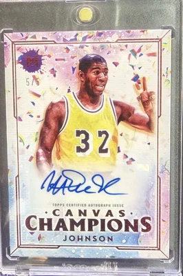 2024-25 Topps Motif CCAMJ Magic Johnson Canvas Champions Autograph Red #d 5/5 SP - Image 1 of 3