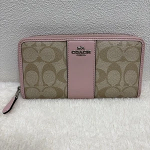 COACH Signature Leather Long Wallet Pink Monogram Bifold CHW0007 NEW W O TAGS - Picture 1 of 2