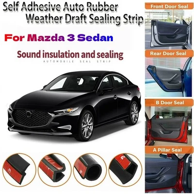 Tiras de vedação de borracha para porta rascunho climático vento redução de ruído t para Mazda 3 Sedan - Imagem 1 de 4