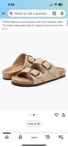 Womens Flat Sandals with Cork Footbed - Picture 1 of 6