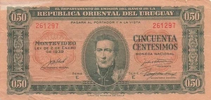 Uruguay 0,50 Centesimos L. 2.1.1939 Serie E zirkulierte Banknote G 42 - Bild 1 von 2