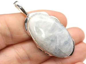 GJ69 GW AFRIKA MONDSTEIN OVAL, FINISH SILBER-ANHÄNGER +KETTE / LEDER! - Bild 1 von 3