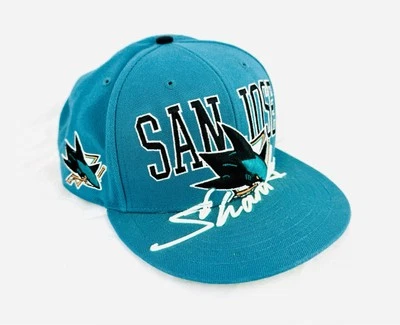 De colección San Jose Sharks 47' Marca Sobremano Escritura Logo Ajustable Snapback Sombrero Foto 1 de 4