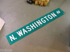 LARGE ORIGINAL N. WASHINGTON AV STREET SIGN 54" X 9" WHITE LETTERING ON GREEN 