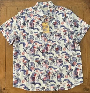 MEN’S HAWAIIAN STYLE ISLAND REPUBLIC PATRIOTIC 4th of JULY SHIRT SIZE XL NEW - Picture 1 of 6