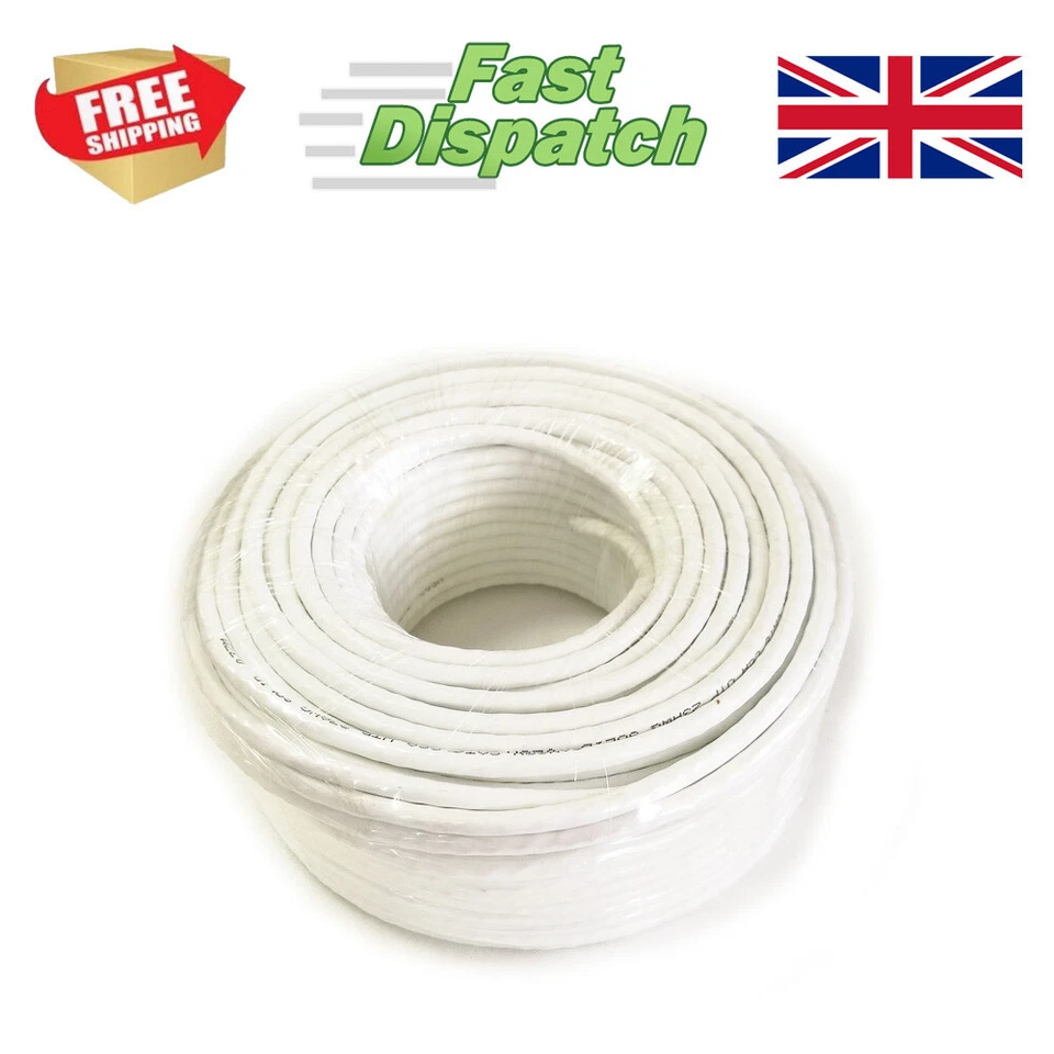 CAT6 UTP External Outdoor Network Ethernet lan Cable 50m or 100m Copper WHITE - Image 1 of 1
