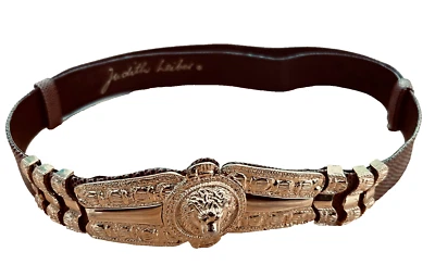 JUIDTH LEIBER Cuero Marrón Piel de Serpiente Metal Dorado León Cinturón Diseñador De Colección OS Foto 1 de 4