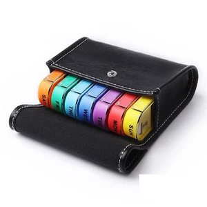 1 x EWANTO Tablettenbox Pillendose im veganem Leder Etui 7 Tage 28 Fächer TB-3 - Bild 1 von 8