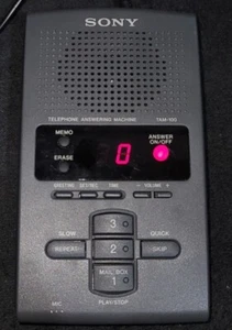 Répondeur téléphonique numérique Sony TAM-100 gris avec boîte mail testé sans câbles - Photo 1/4