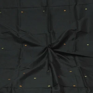 Vintage Black 100% Pure Silk Handwoven Sari Remnant 4YD Craft Fabric Silk Scrap - Picture 1 of 4
