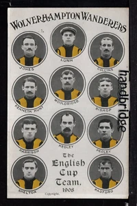 Wolverhampton Wanderers F.C. Team, Sieger F.A. Pokal 1908 - gedruckte Postkarte - Bild 1 von 1