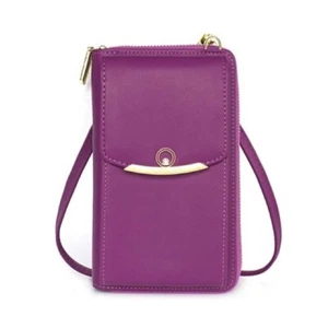 Valentoria Damen Umhängetasche Geldbörse Clutch umlaufender Reißverschluss abnehmbarer Riemen lila - Bild 1 von 10