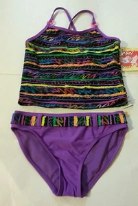 ¡Nuevo! Traje de baño tankini multiimpresión para niñas Angel Beach de 2 piezas talla 10 - Imagen 1 de 6