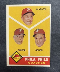 1960 Topps #466 Philadelphia Phillies Coaches Silvestri, Dick Carter, Cohen