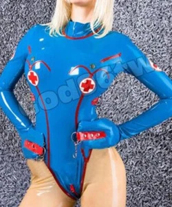 Latex Rubber Cosplay navy blue Catsuit uniform Fashion Party 0.4mm S-XXL - Picture 1 of 1