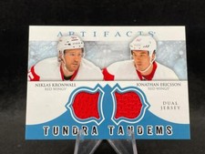 2012-13 UD ARTIFACTS NIKLAS KRONWALL JONATHAN ERICSSON TUNDRA DUAL JERSEY RELIC