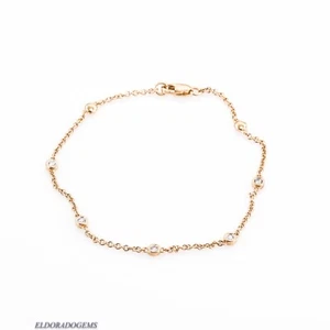0.30 CT. ROUND GENUINE DIAMOND BY THE YARD BRACELET 10K ROSE GOLD 7.25â LONG - Bild 1 von 7