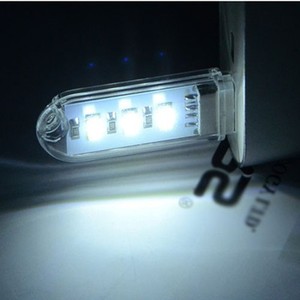1Pcs Mini Portable  3 LED Bright USB Night Light Lamp For PC Laptop Reading