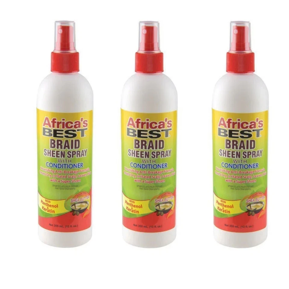 3x Africa's Best Braid Sheen Spray with Conditioner 355ml/ 12oz - Image 1 of 1