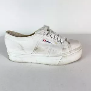 Superga Women's 2790 Lace-up Platform Canvas Sneaker White Size 9 - Picture 1 of 6
