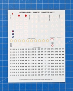 Ultramarines Infantry Transfer Sheet UM Space Marines 40k Bitz Bits - Foto 1 di 1