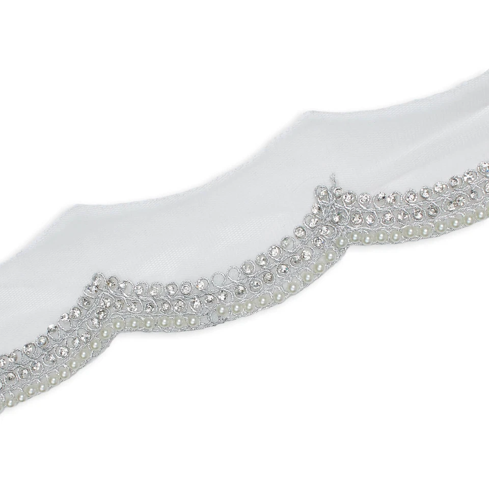 3 pulgadas. Cuentas de diamantes de imitación de vieira cordón metálico ribete de malla de poliéster (9,8 yardas / 9 m) Foto 1 de 1