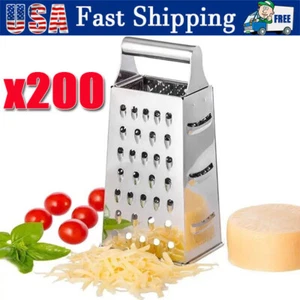 Kitchen Stainless Steel 4-Sided Box Food Grater Vegetable Cheese Slicer Shredder - Picture 1 of 15